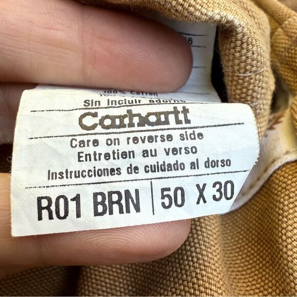 Vintage Carhartt Relaxed Fit Duck Overalls Bibs Wheat Faded Men's 50 x 30 - Picture 9 of 10